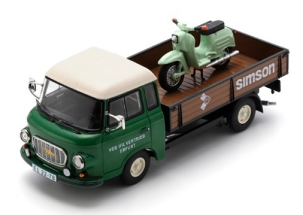 450730000 Barkas B 1000 Pritschenwagen mit Simson KR 51/1 Schwalbe 1:43